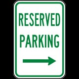 Reserved Parking Right Arrow Sign